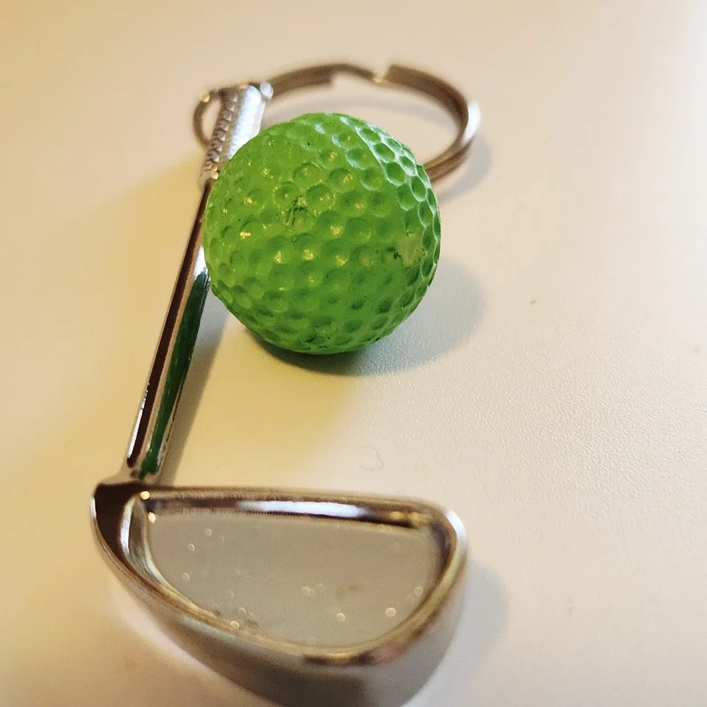 Golf Ball and Club Keychain, Sports Fan Gift, Bag Charm, Golfer Keyring‎ NWOT